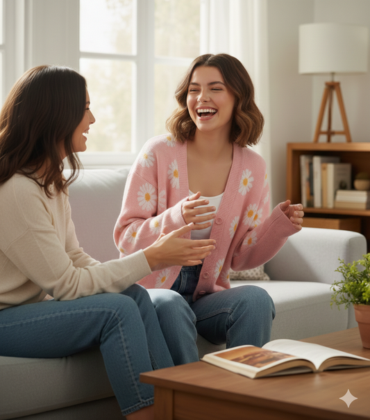 Cardigan Jacquard Floral Vintage – Gilet Maille Col en V à Boutons