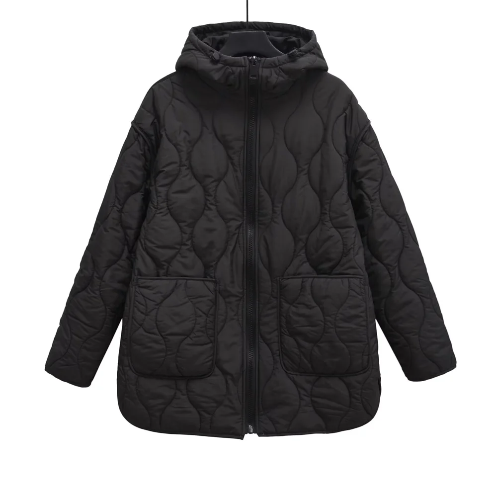 Manteau matelassé long à capuche