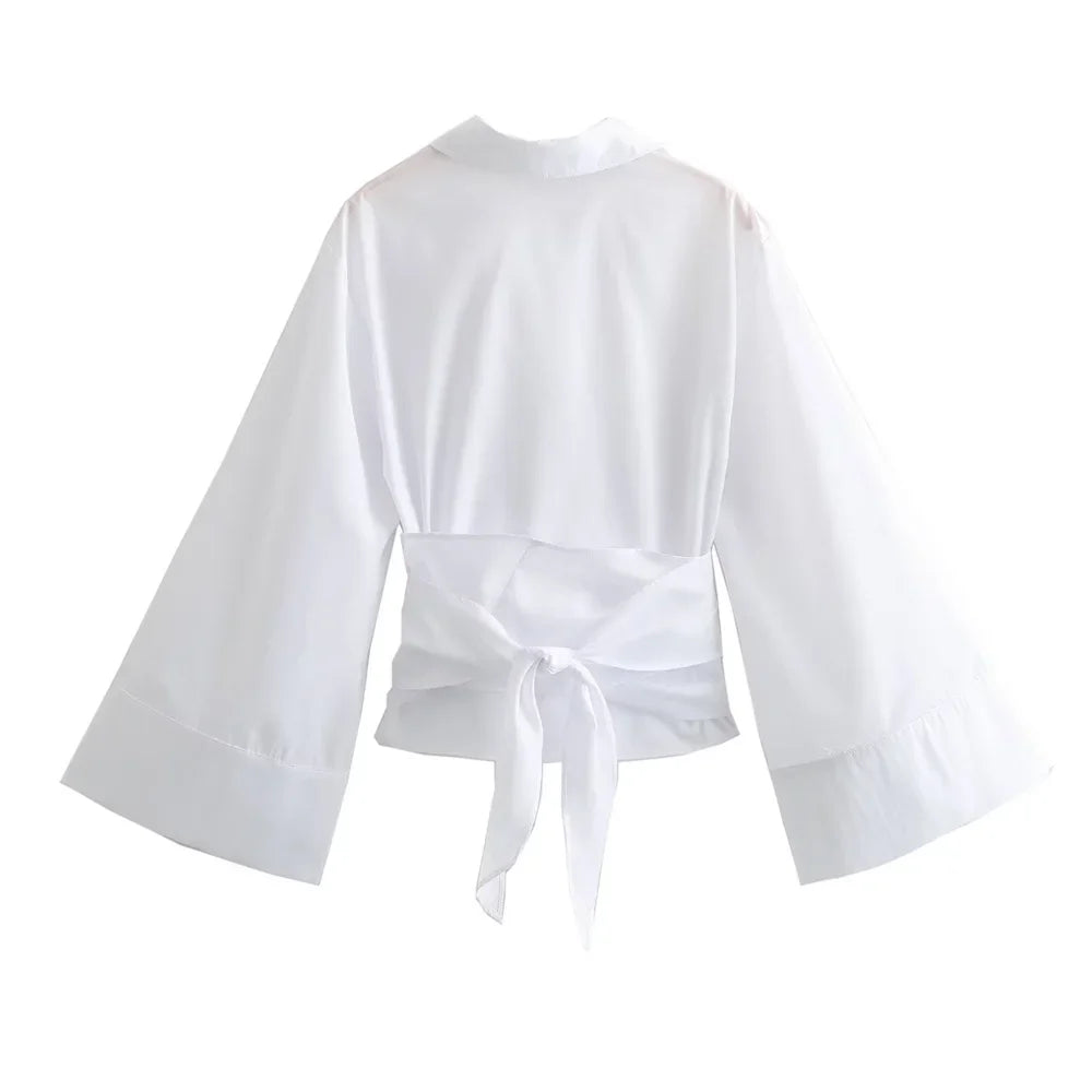 Chemise structurée à ceinture nouée