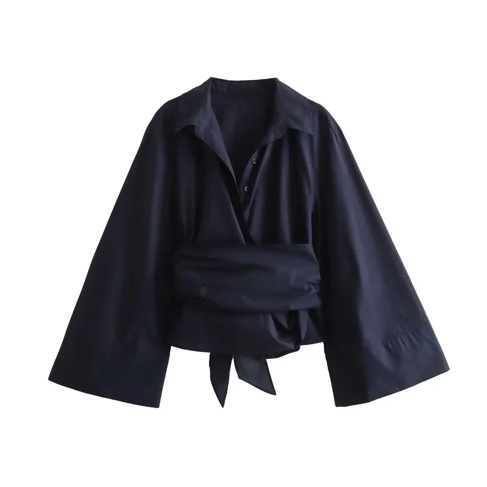 Chemise structurée à ceinture nouée