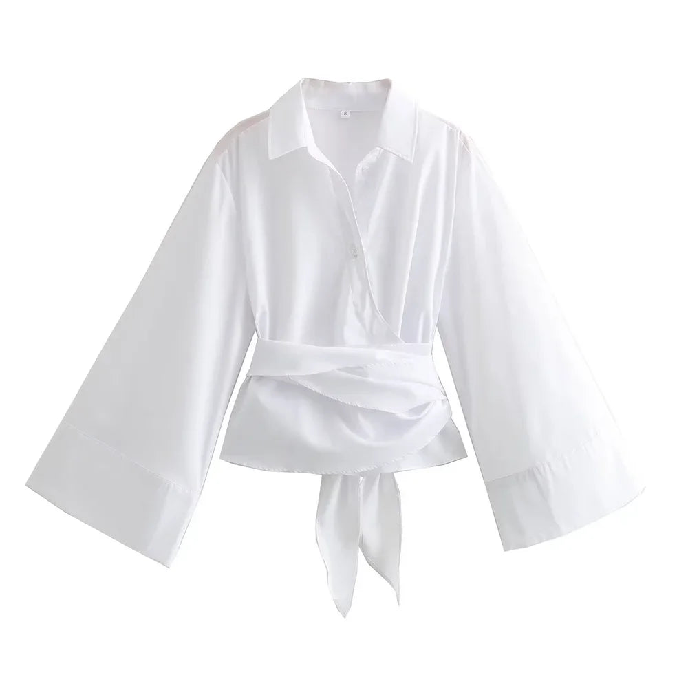 Chemise structurée à ceinture nouée
