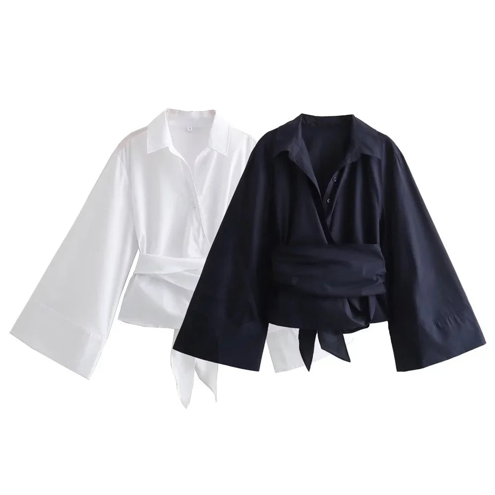 Chemise structurée à ceinture nouée