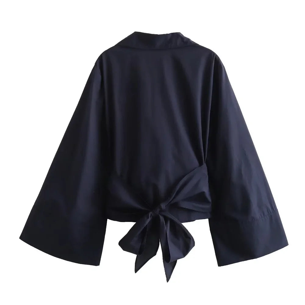 Chemise structurée à ceinture nouée