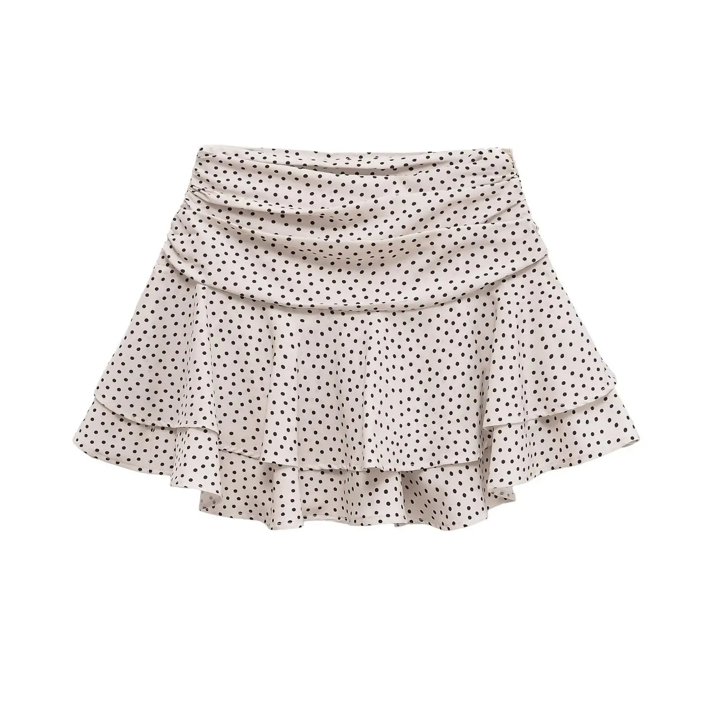 Jupe patineuse courte en tissu stretch a motif, style jeune et dynamique.