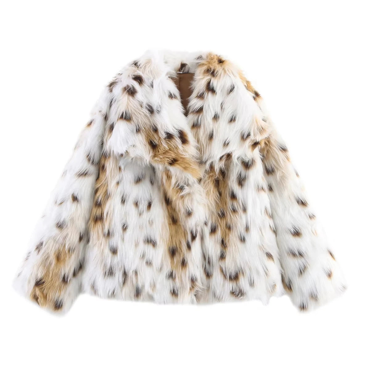 Manteau court en fausse fourrure , chaud et tendance.
