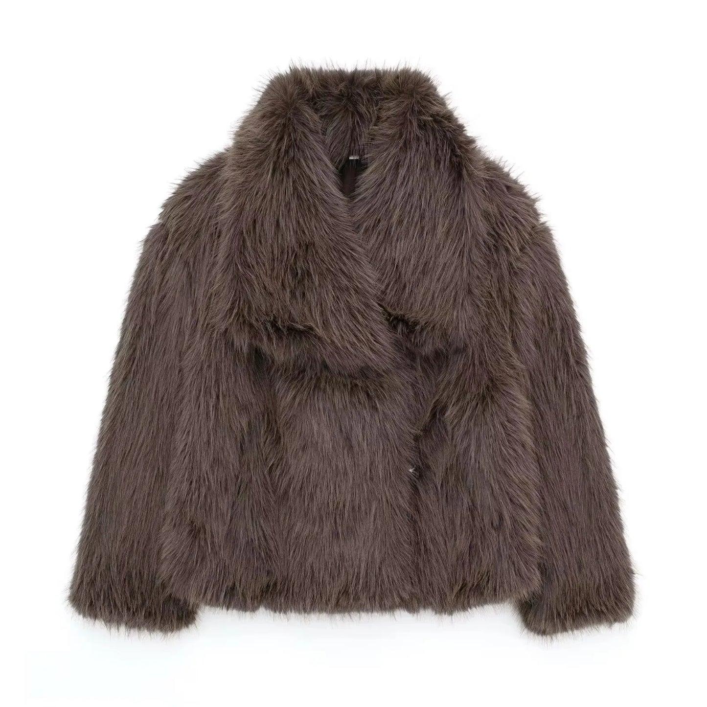 Manteau court en fausse fourrure , chaud et tendance.