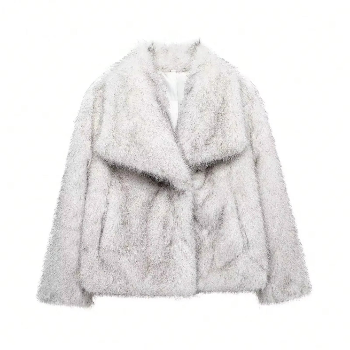 Manteau court en fausse fourrure , chaud et tendance.