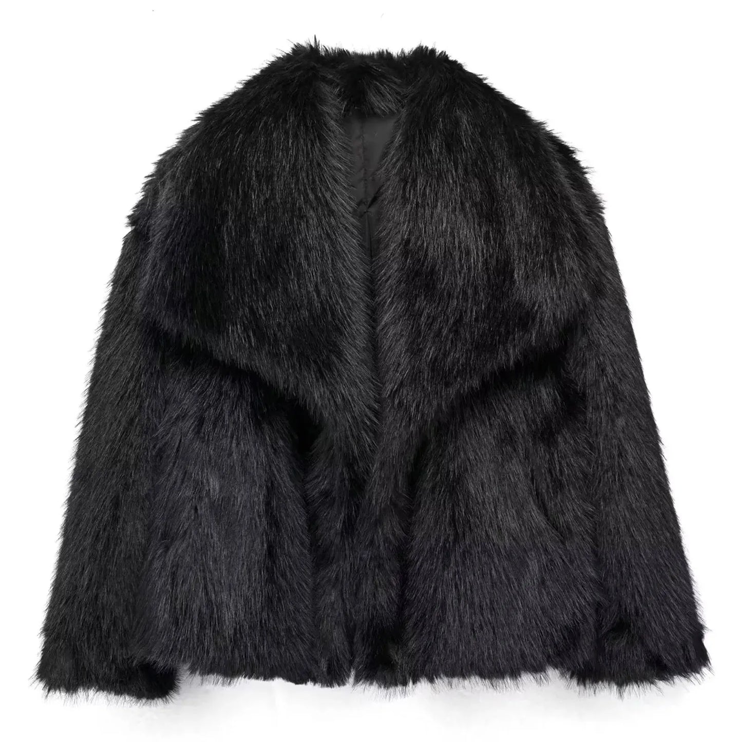 Manteau court en fausse fourrure , chaud et tendance.