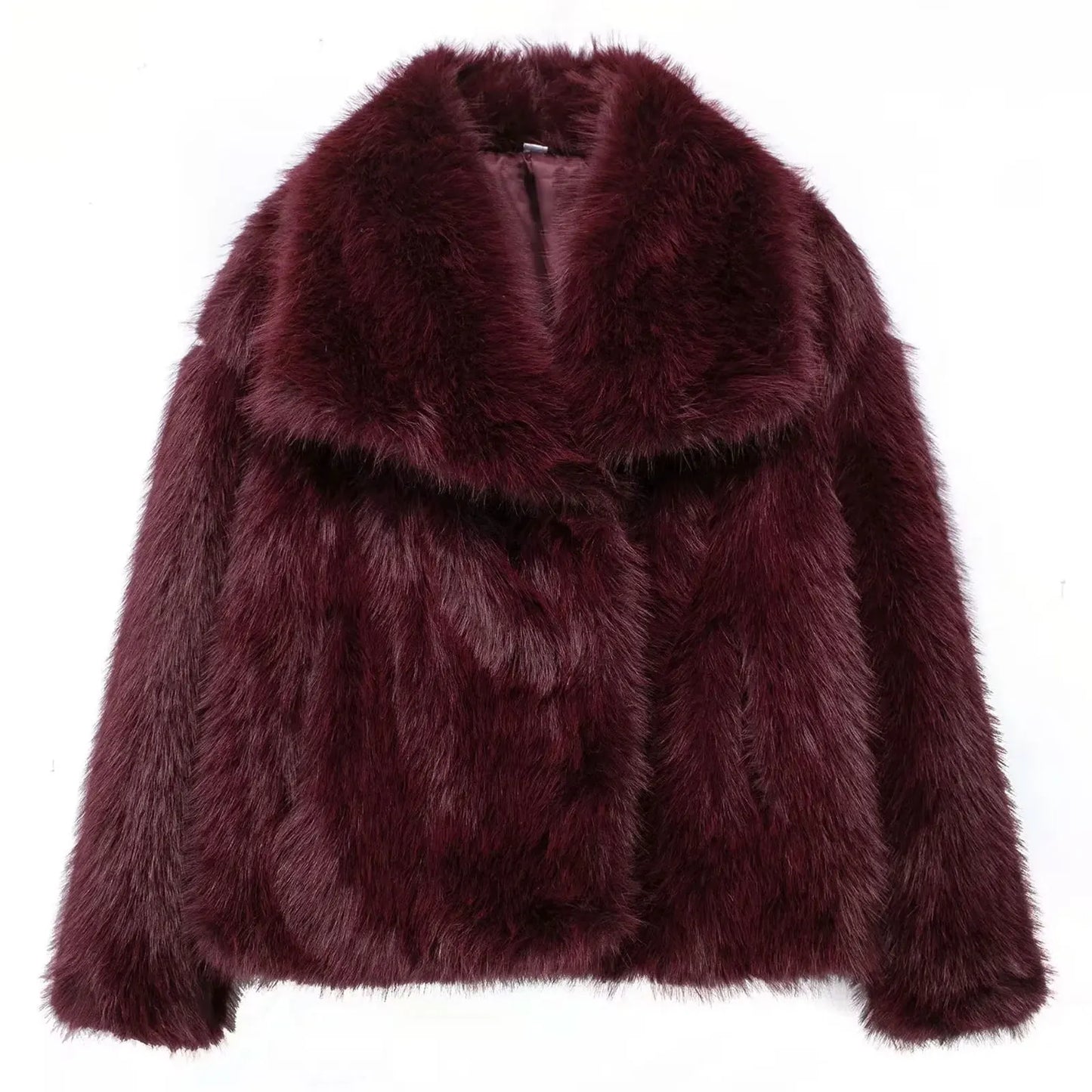 Manteau court en fausse fourrure , chaud et tendance.