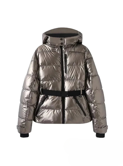 Veste de neige imperméable avec capuche, idéale pour les activités hivernales.