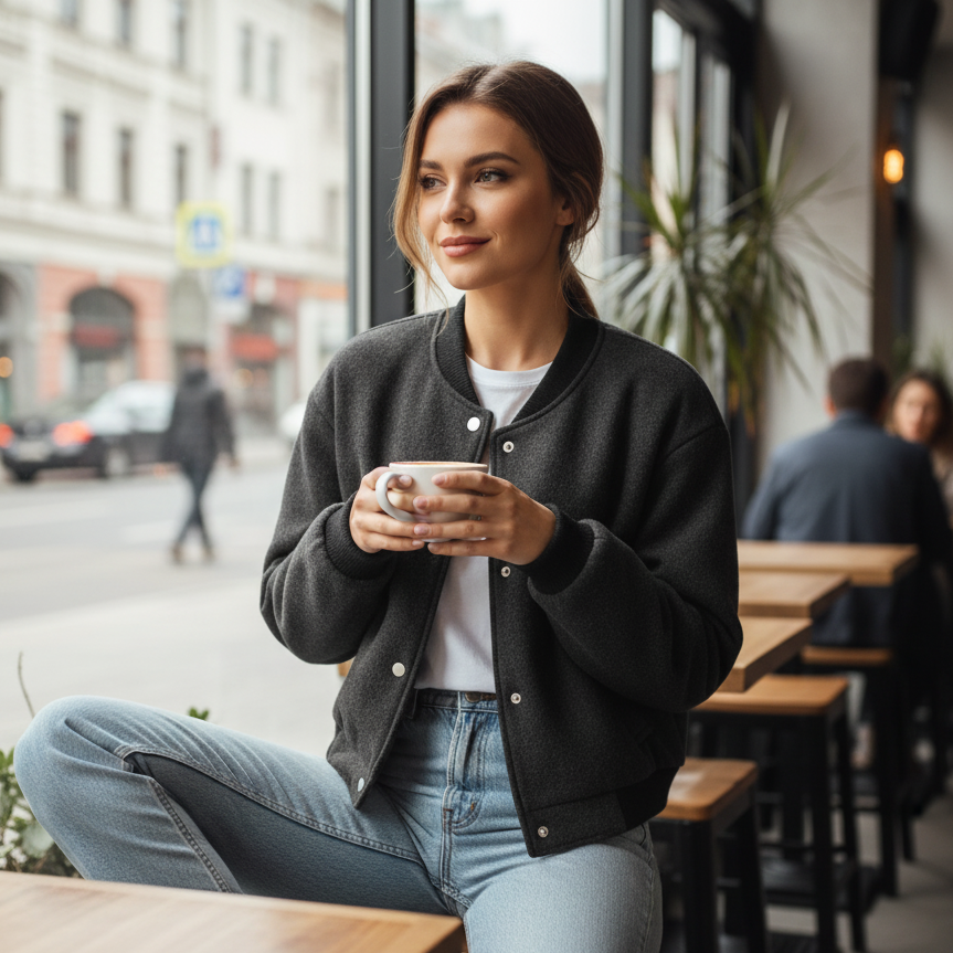 Veste Bomber Femme Légère - Blouson Zippé Style Sport