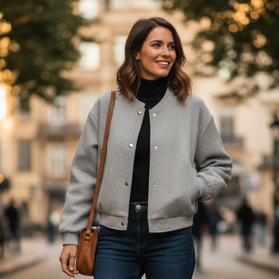 Veste Bomber Femme Légère - Blouson Zippé Style Sport