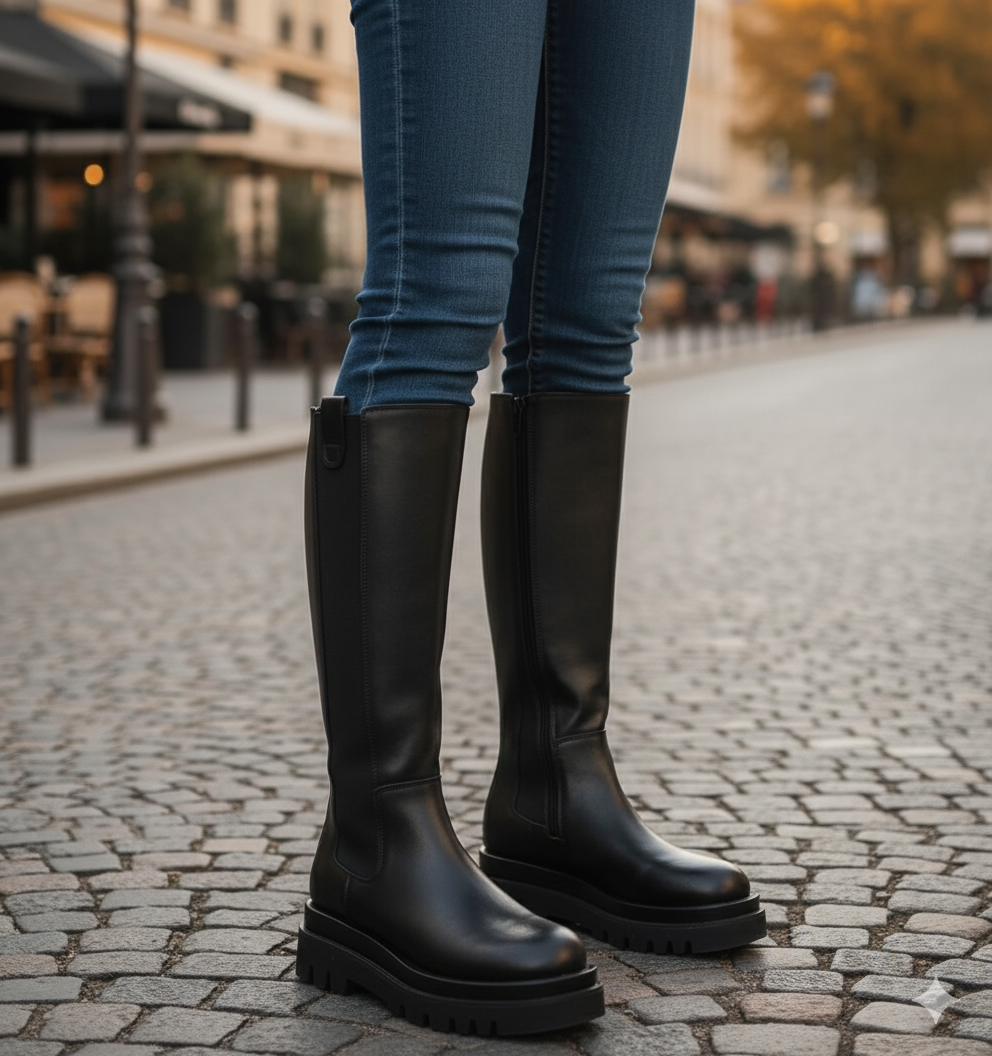 Détail de la semelle et des finitions des bottes