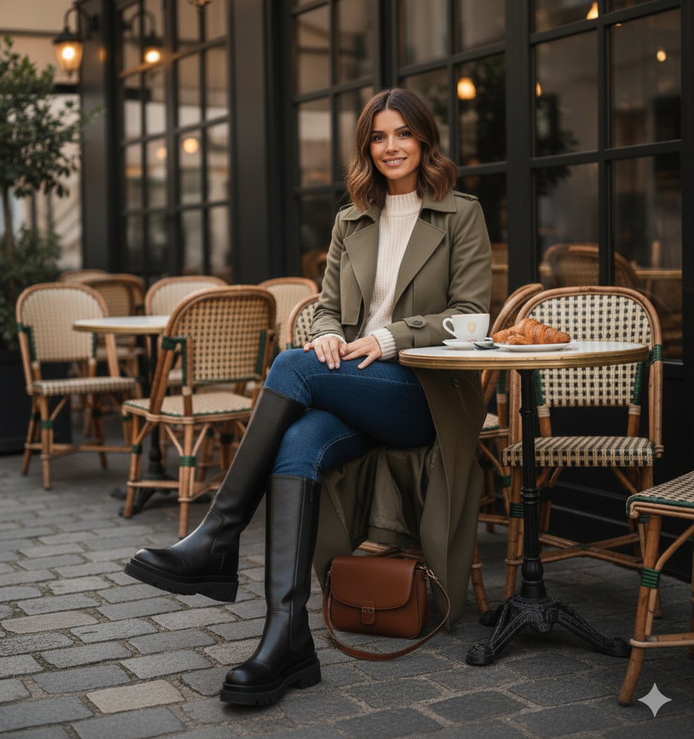 Gros plan sur la matière des bottes hautes
