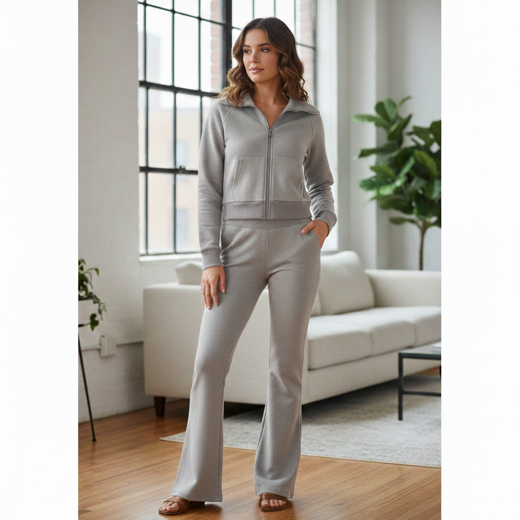 ensemble jogging femme confortable, tenue de sport, vêtement de détente molletonné