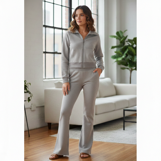 ensemble jogging femme confortable, tenue de sport, vêtement de détente molletonné