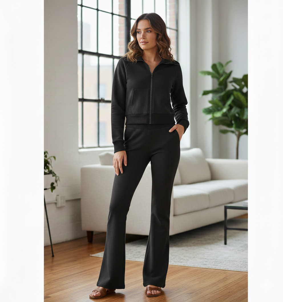 ensemble jogging femme confortable, tenue de sport, vêtement de détente molletonné