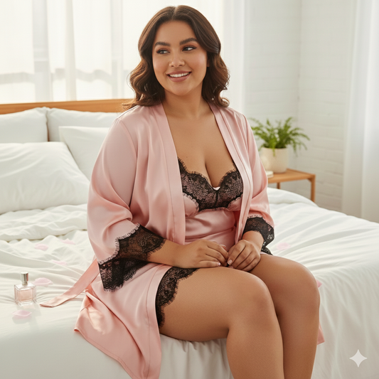 pyjama femme satin rose, ensemble de nuit élégant, lingerie de luxe féminine