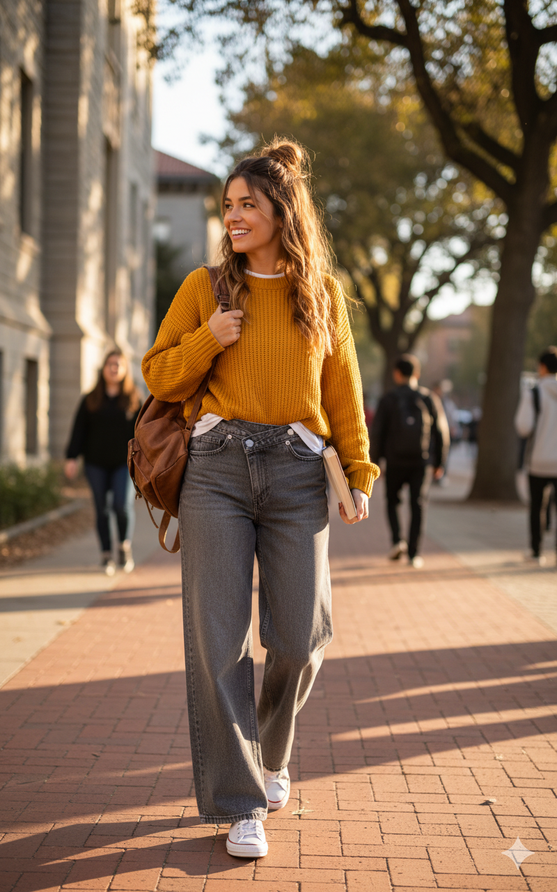 Jean asymétrique vue de dos montrant la coupe originale