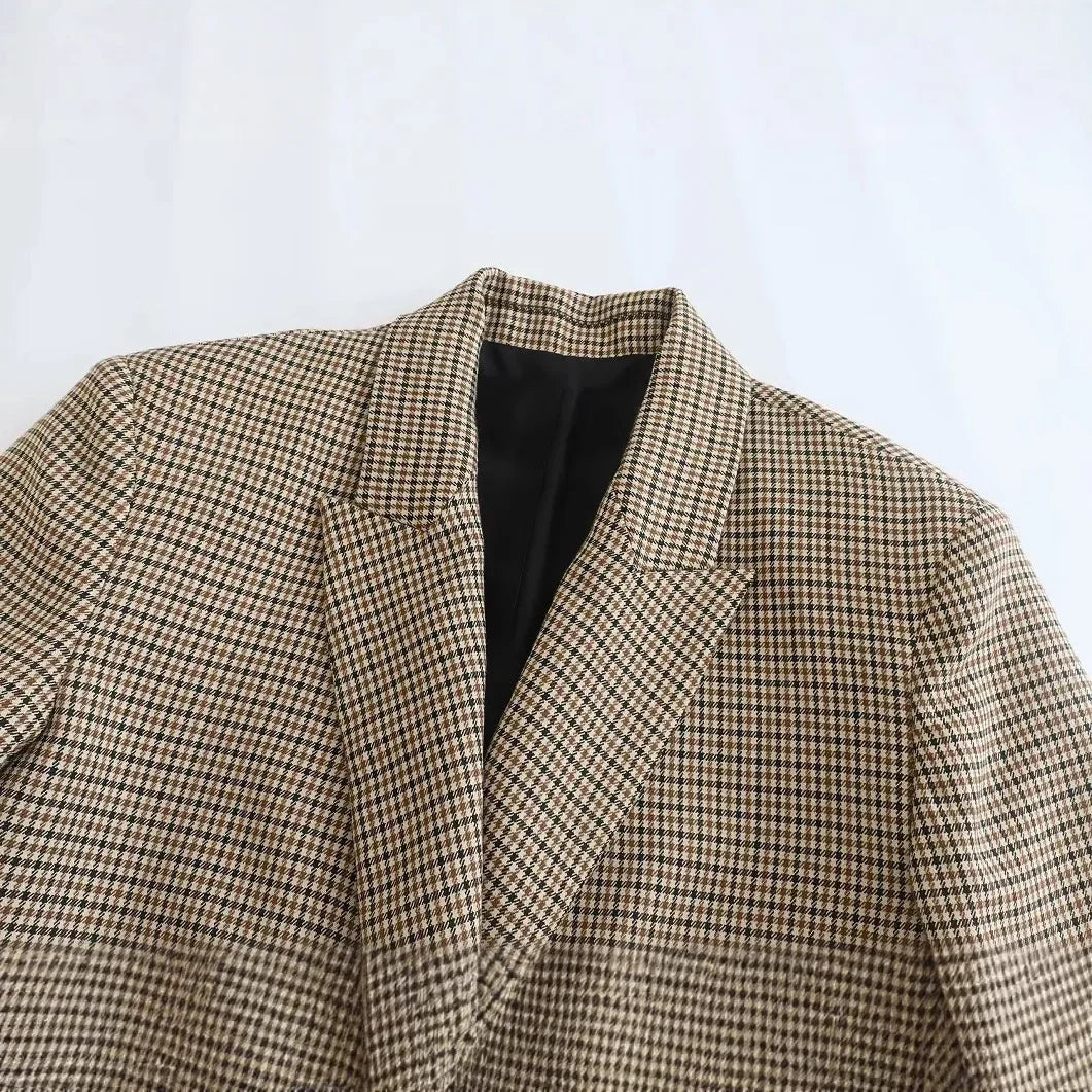 Blazer imprimé à carreaux fins