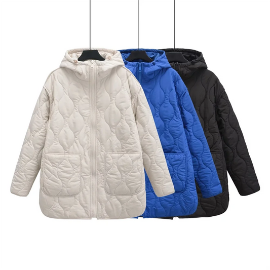 Manteau matelassé long à capuche