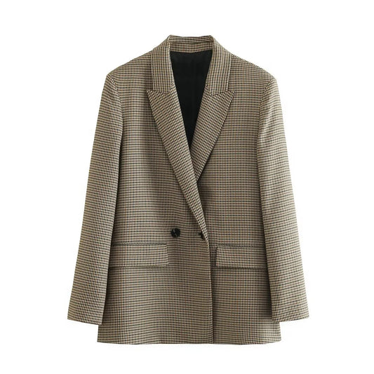 Blazer imprimé à carreaux fins