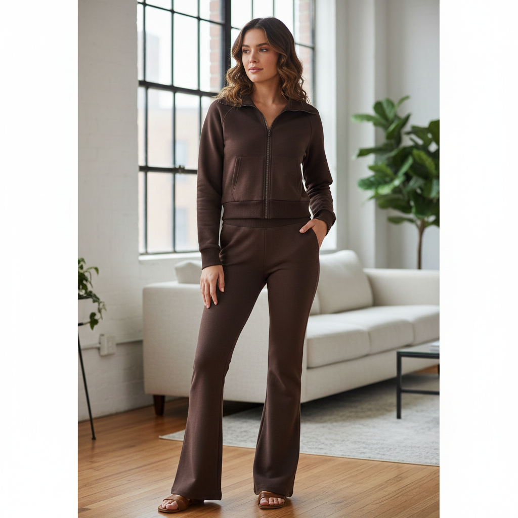 ensemble jogging femme confortable, tenue de sport, vêtement de détente molletonné