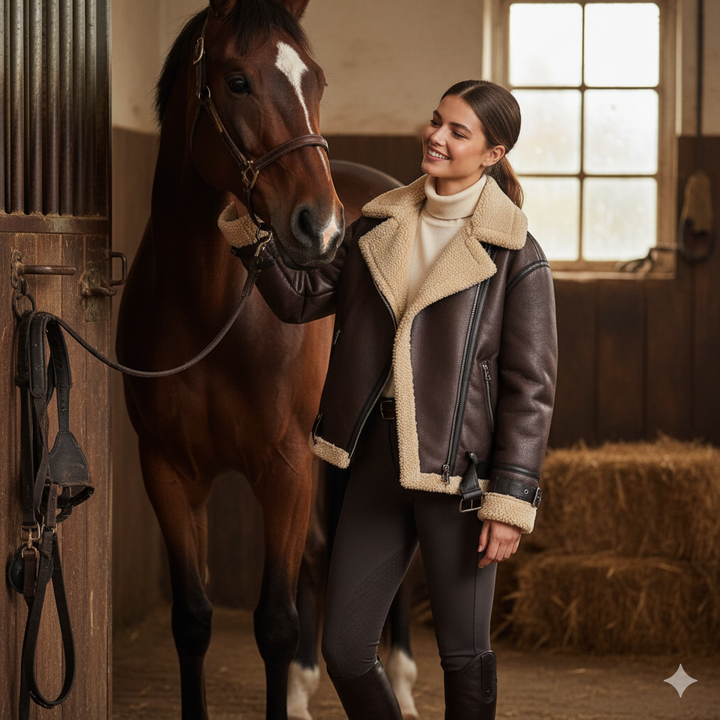 Veste motarde portée avec une tenue tendance