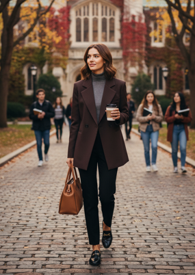 Blazer porté avec une tenue professionnelle ou chic