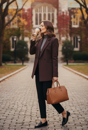 Blazer porté avec une tenue professionnelle ou chic