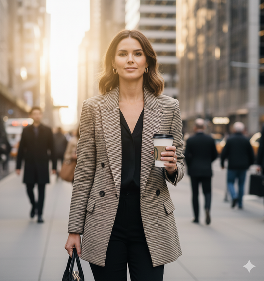 Blazer imprimé à carreaux fins