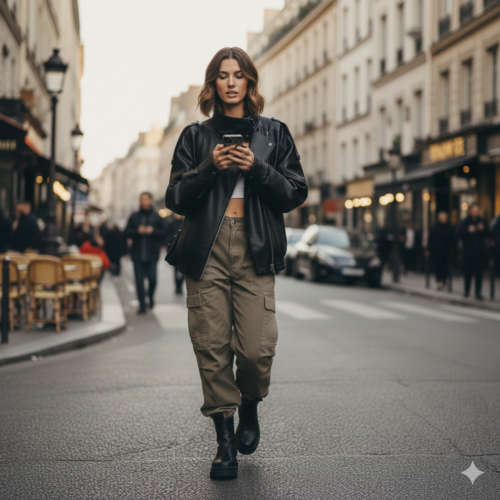 Blouson pour femme en matiere synthétique, style tendance et moderne, idéal pour un look quotidien.