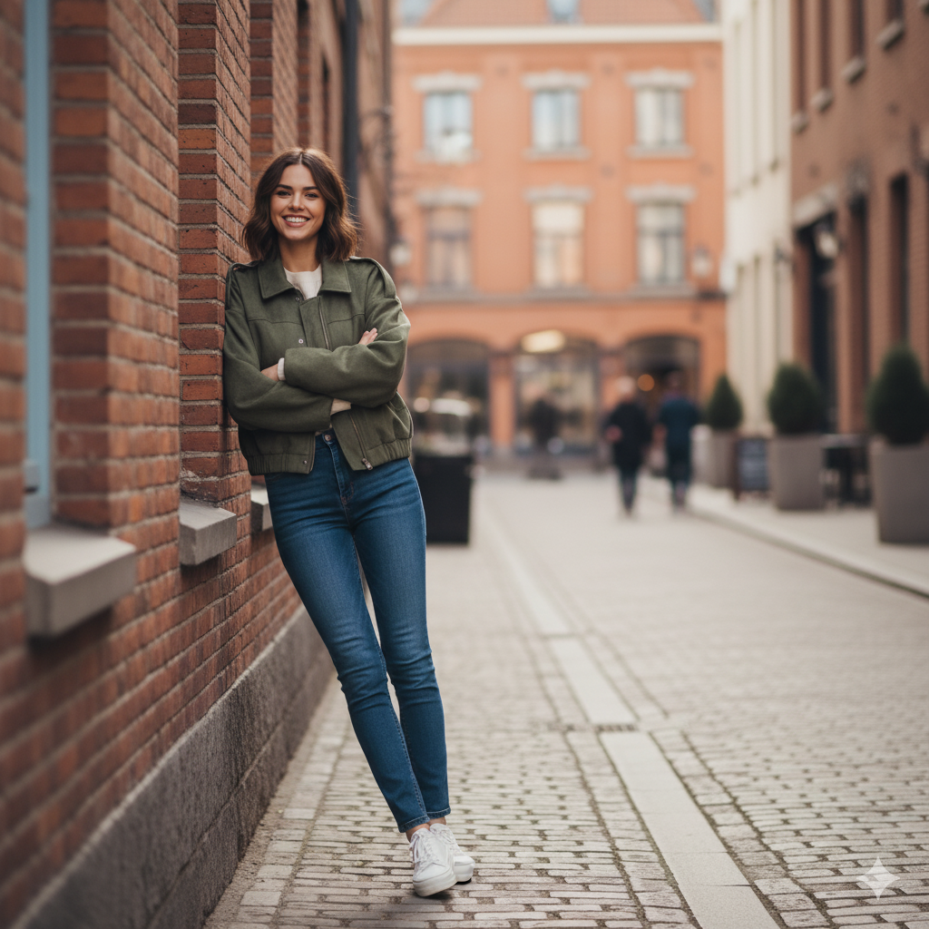 Bombers effet daim porté avec une tenue tendance