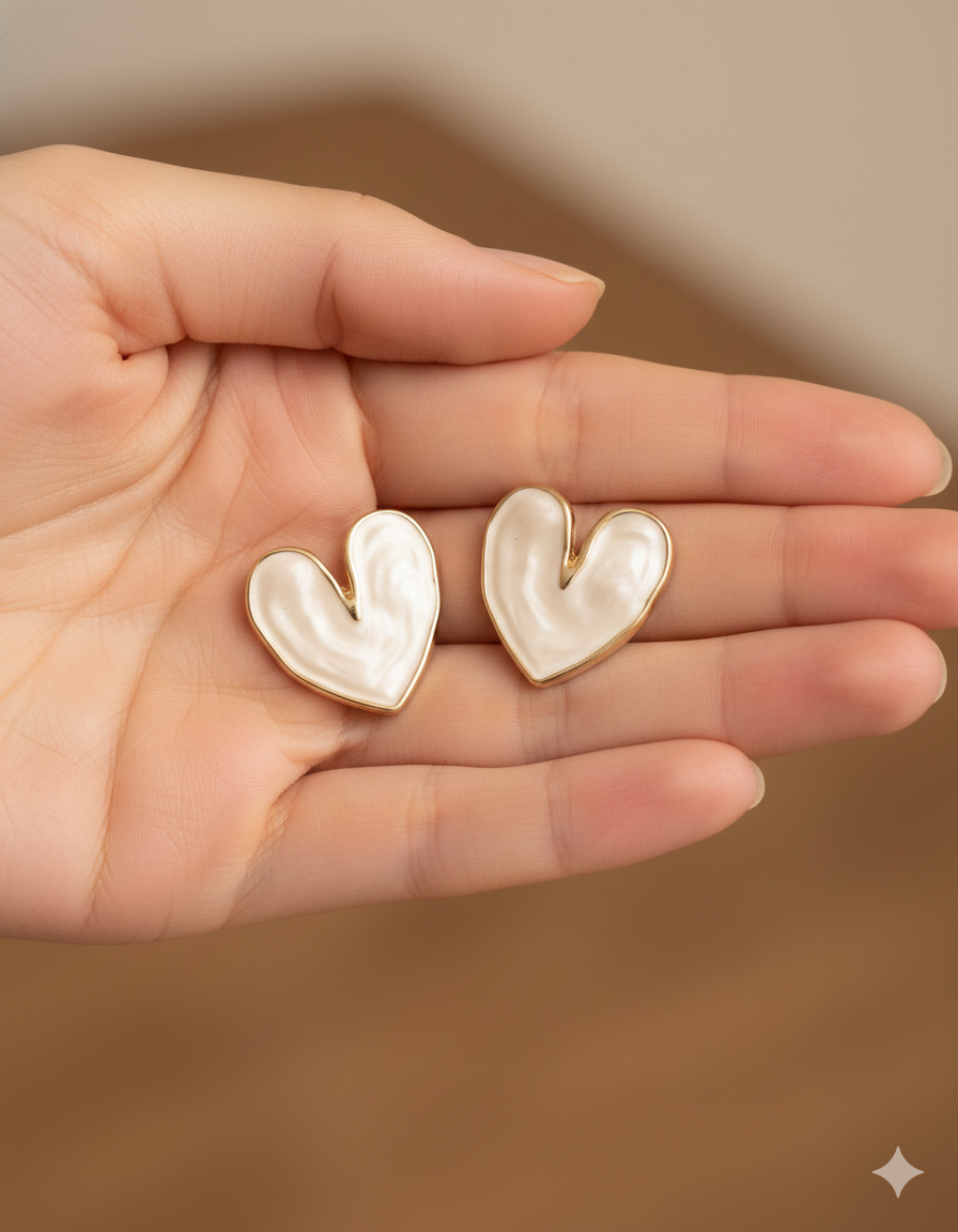 Boucles d’oreilles en forme de cœur au style romantique