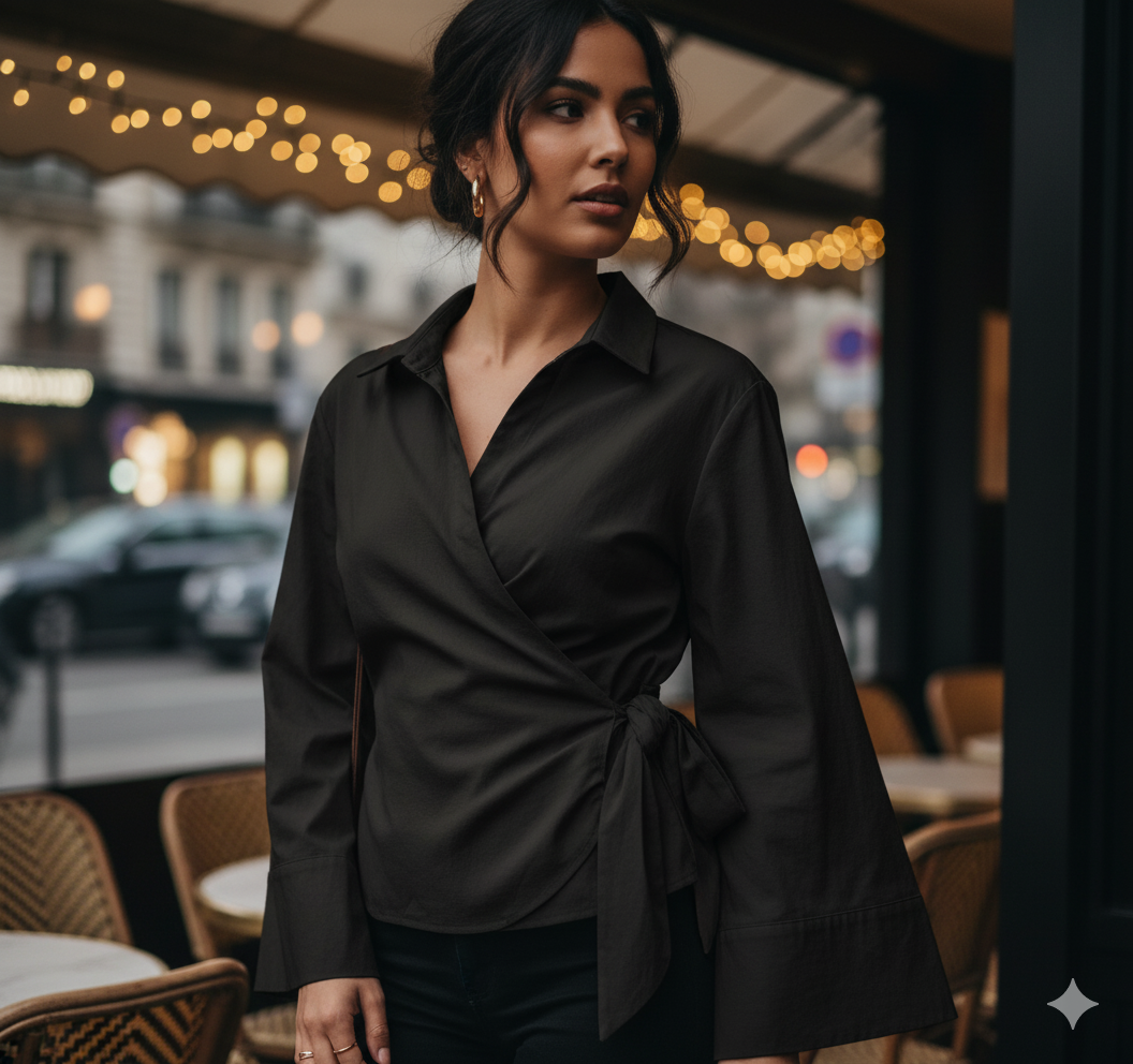 Chemise structurée portée avec une tenue élégante
