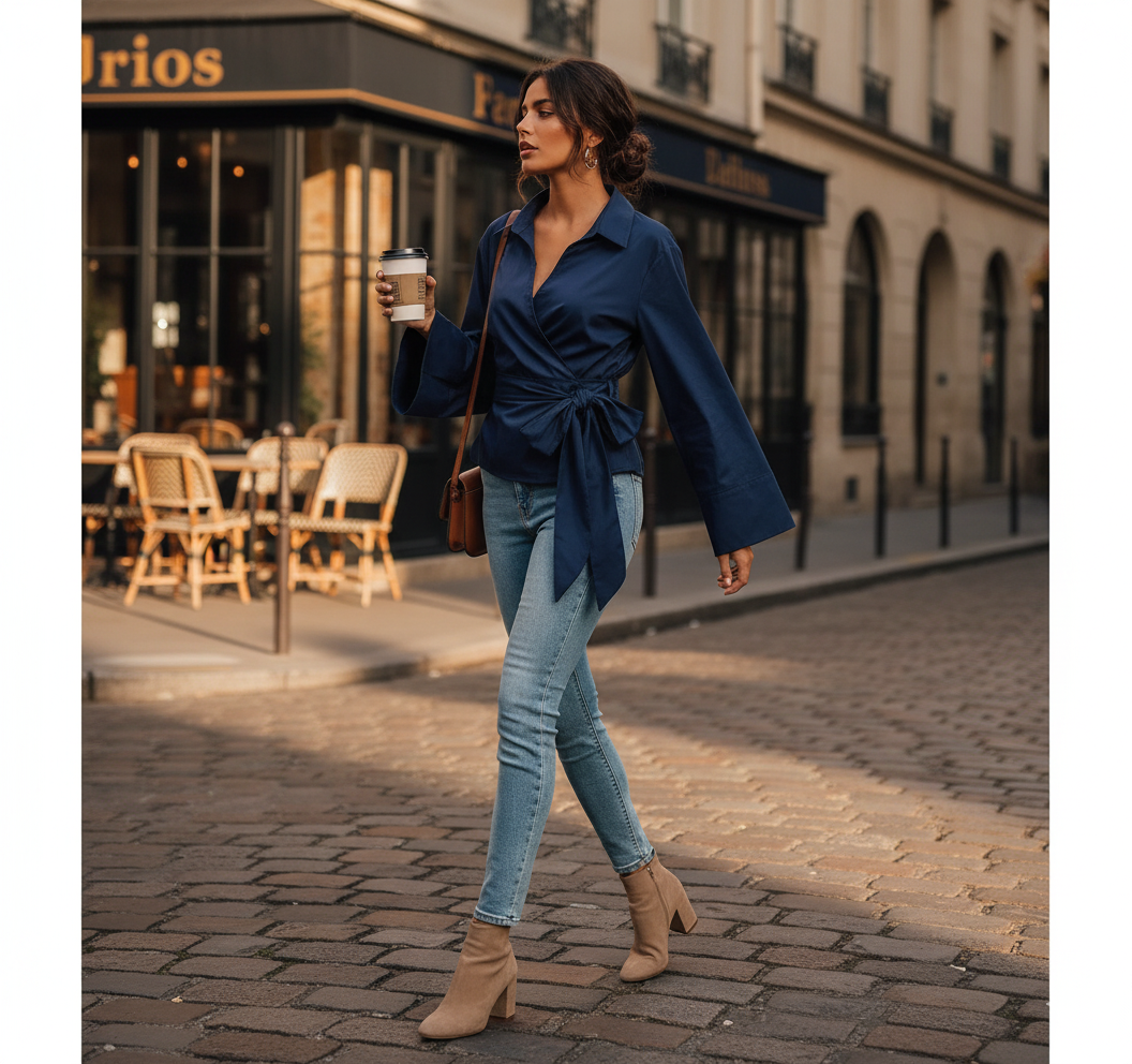 Chemise structurée portée avec une tenue élégante