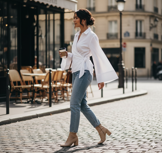 Chemise structurée à ceinture nouée