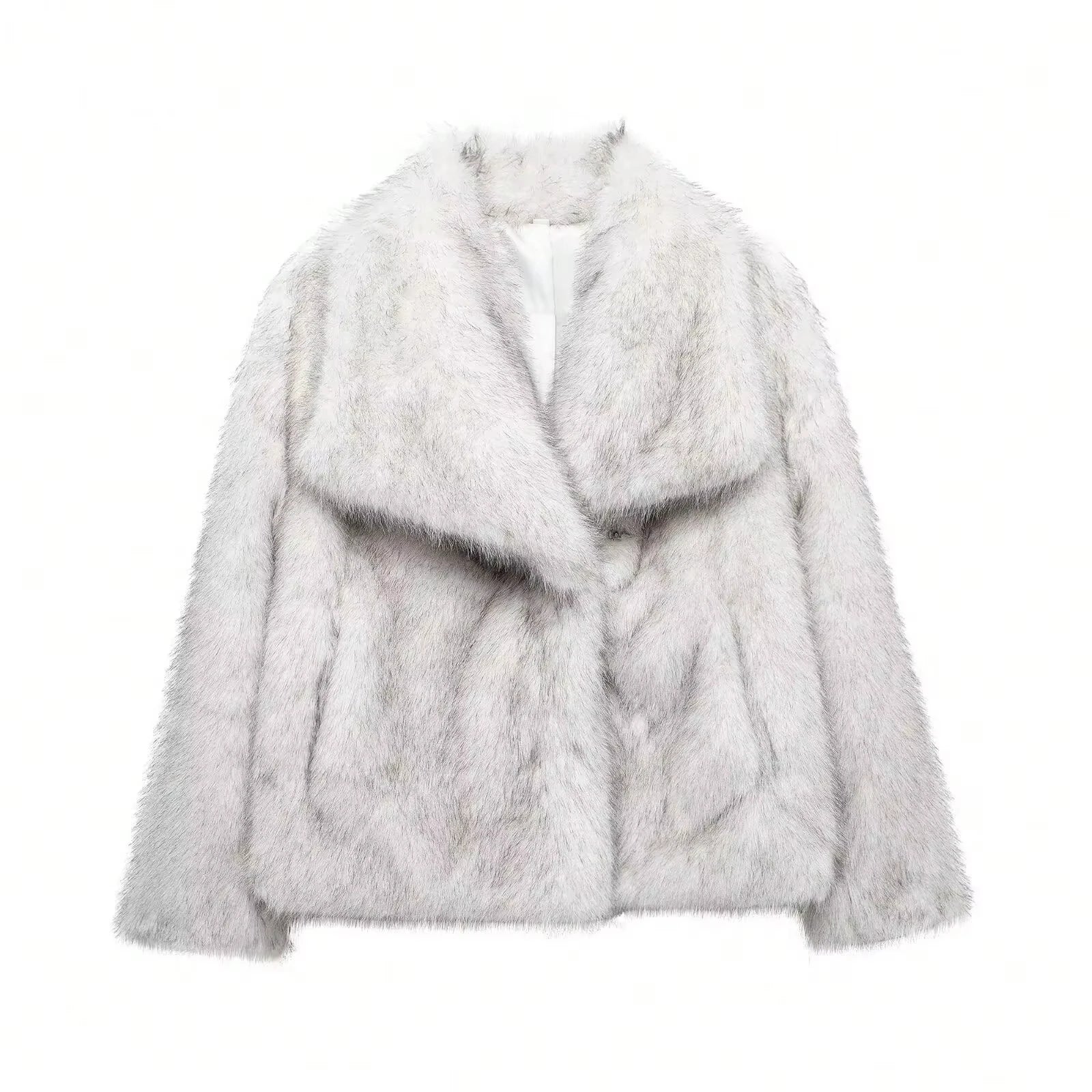 Manteau court en fausse fourrure , chaud et tendance.