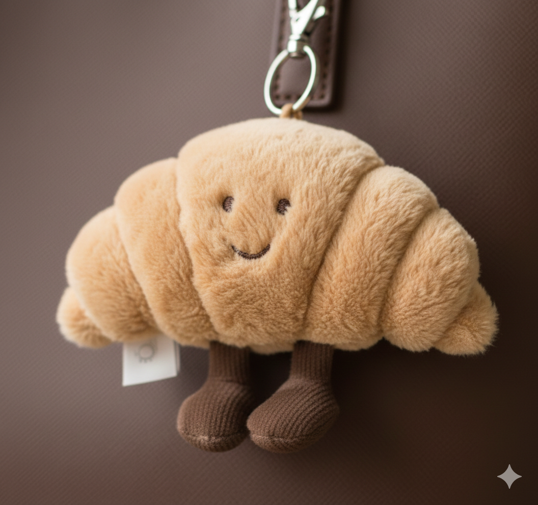 Porte-clefs croissant utilisé comme accessoire décoratif pour sac