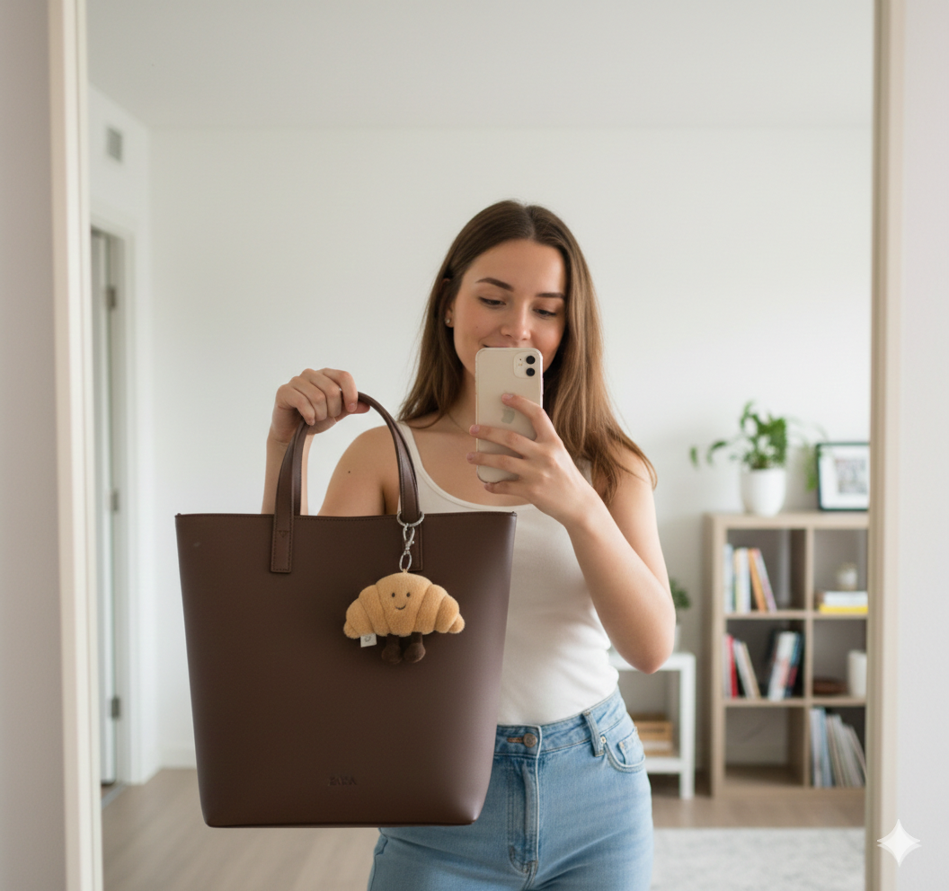 Porte-clefs croissant mignon au design réaliste