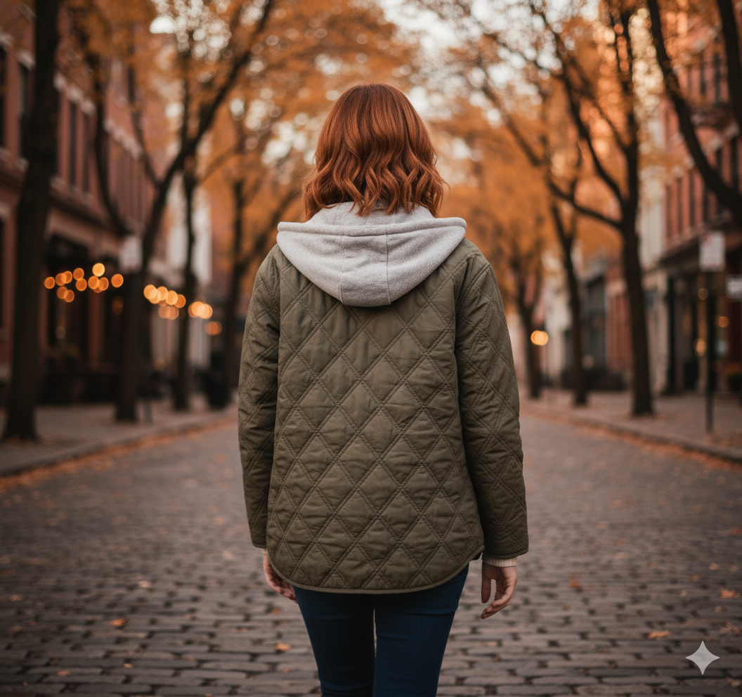 Veste matelassée portée avec une tenue casual