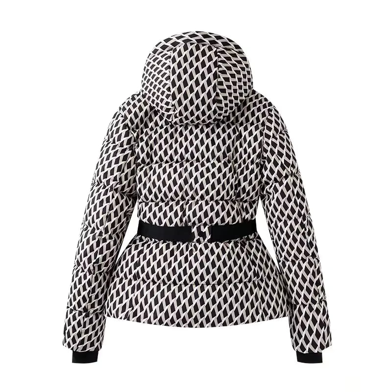 Veste de neige imperméable avec capuche, idéale pour les activités hivernales.