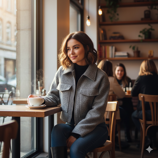 Veste courte en maille pour femme