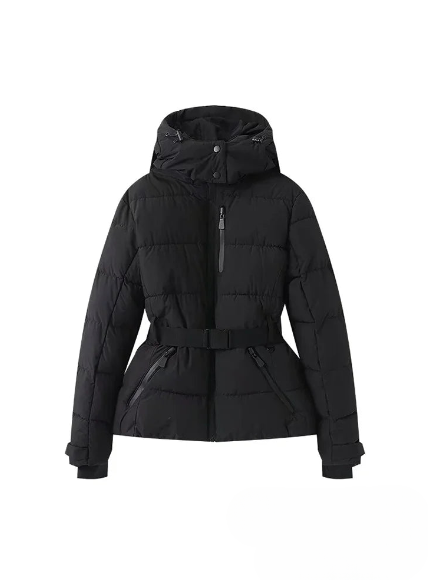 Veste de neige imperméable avec capuche, idéale pour les activités hivernales.