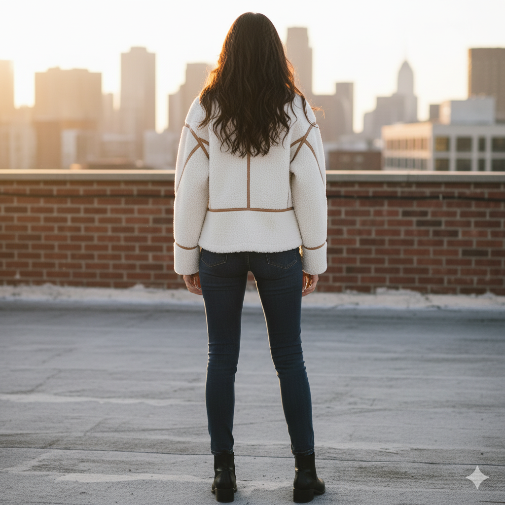 Veste polaire molletonnée portée en extérieur