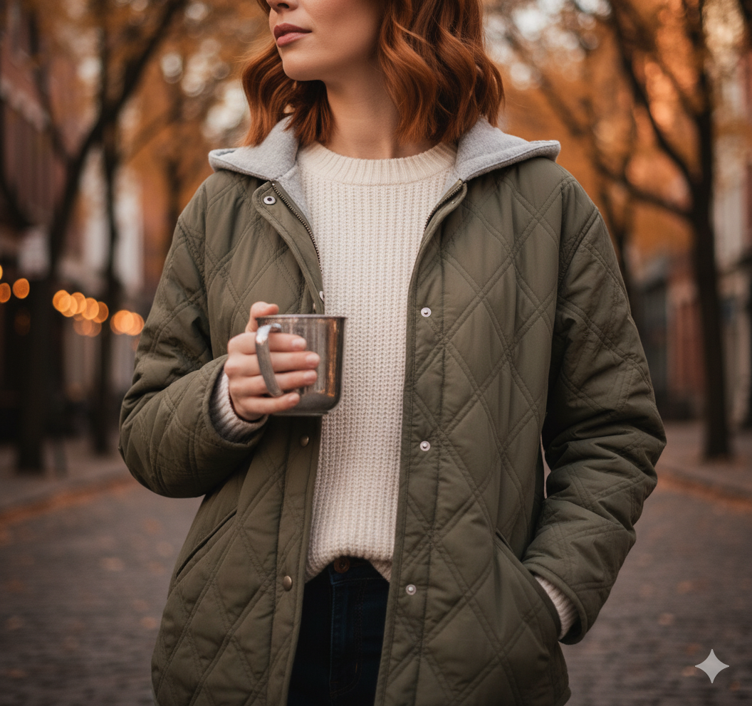 Veste matelassée portée avec une tenue casual