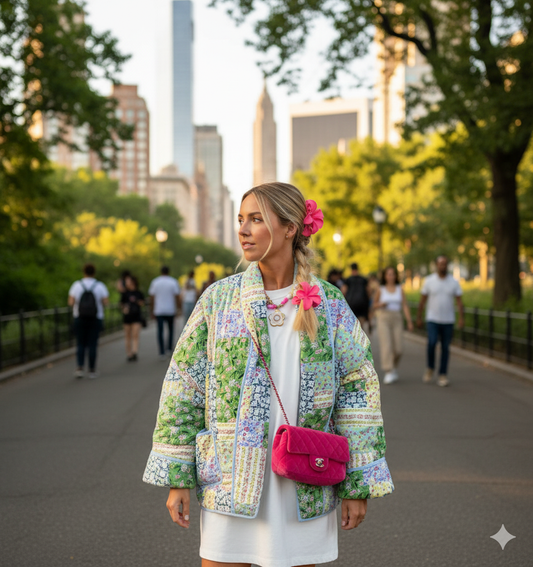 Veste patchwork portée avec un jean ou une jupe