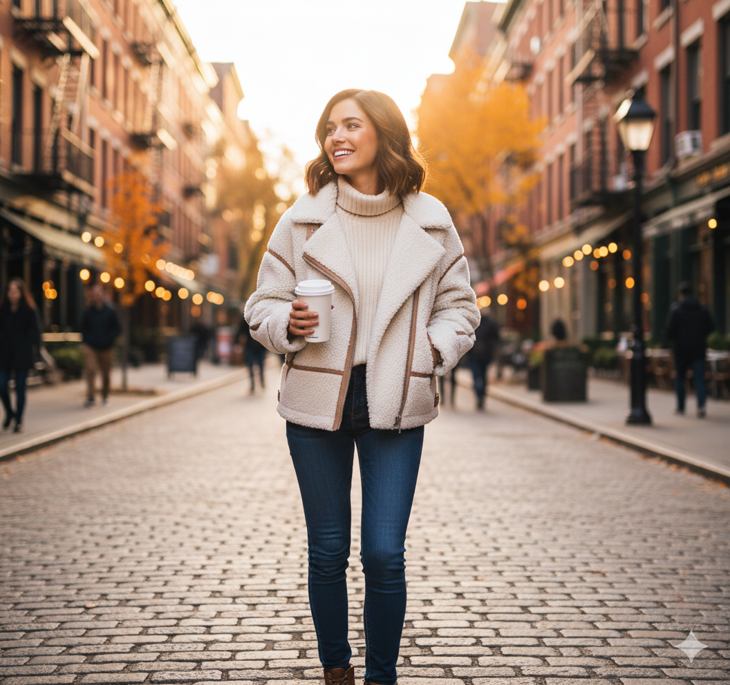 Veste polaire molletonnée portée en extérieur